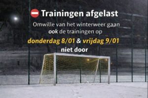 Trainingen donderdag 8/01 & vrijdag 9/01 afgelast